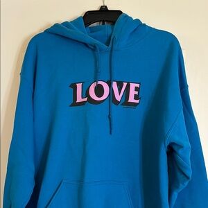 Anti Social Social Club Blue Hoodie with Pink 'LOVE' Graphic